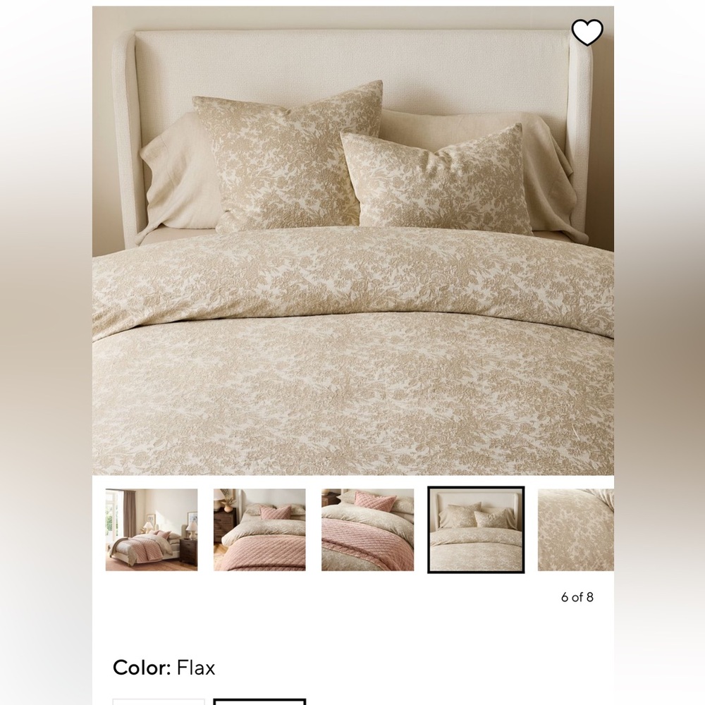 Pottery Barn Full/Queen Duvet Cover 
Sorrel Jacquard in Flax